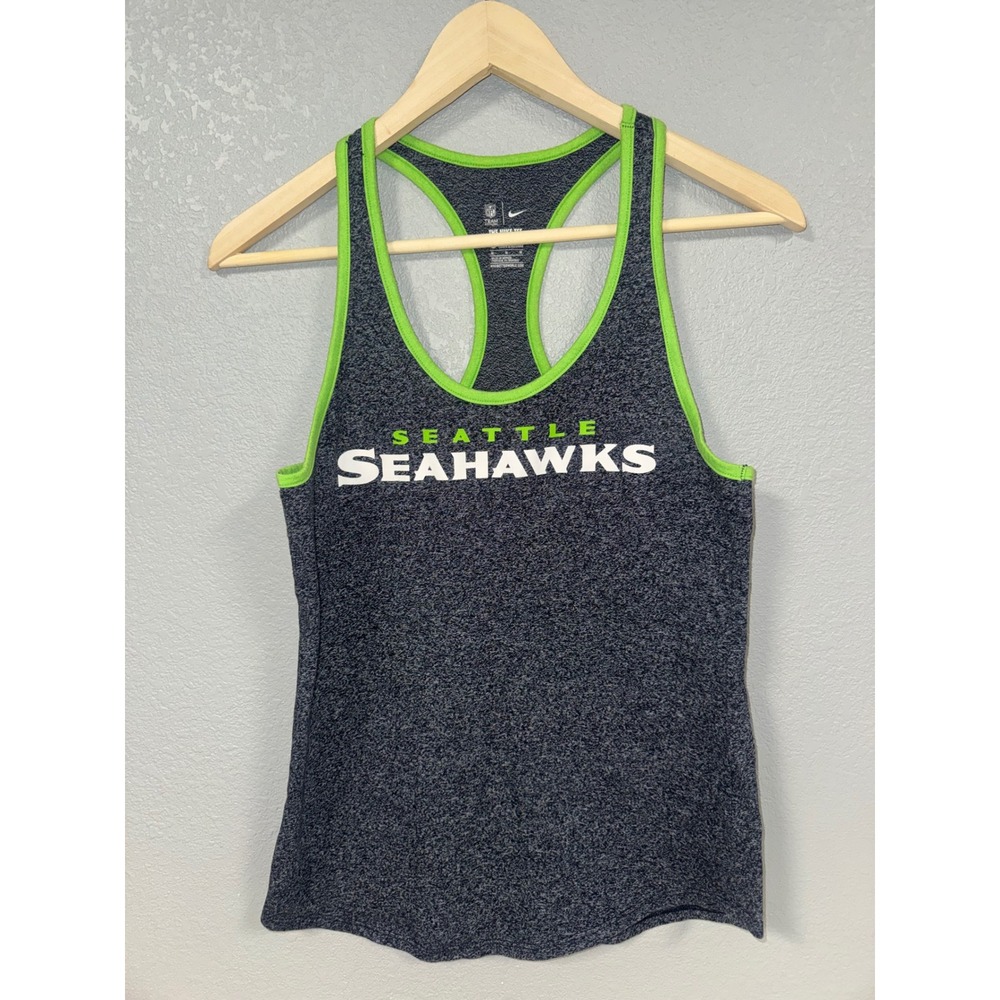 Nike Seattle Seahawks Womens Medium Racerback Tank Top Charcoal Neon Green NFL